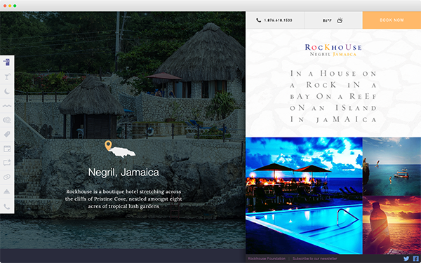 UI ux design Web online interaction interactive hotel Hospitality jamaica Caribbean paradise Food  dining color
