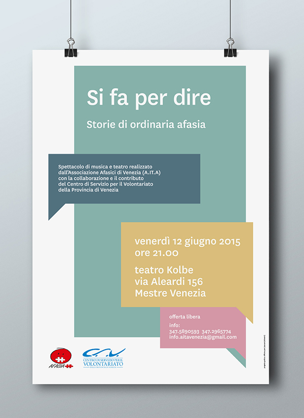Venice A.I.T.A. Associazione afasici poster brochure Theater Project  campaign aphasia
