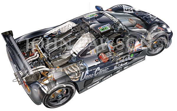 Cutaway Illustration of Mclaren F1 GTR 01R