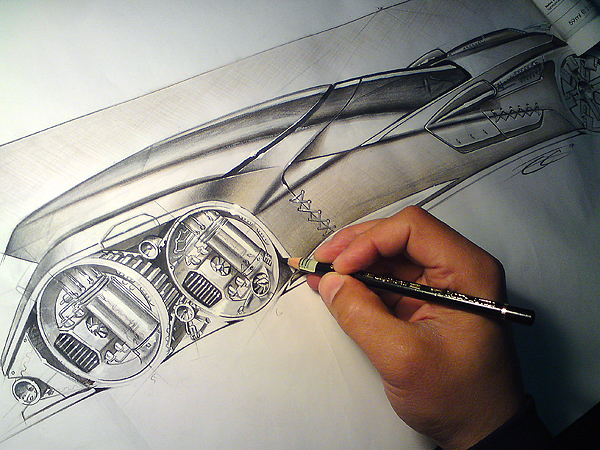 pencil olivier Gamiette concept car Design story hot rod sketch making of futuristic hand Creativity