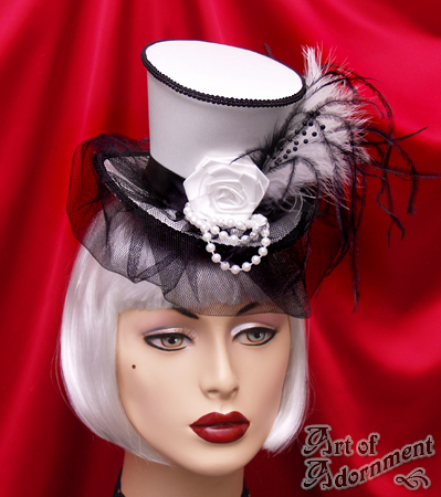 Mini Top Hat gothic hat burlesque hair  hair clip gothic accessories  victorian accessories