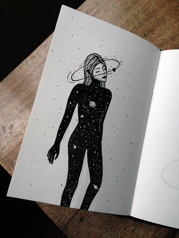 Space  woma girl black White