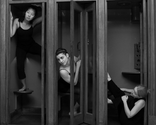 dancers confined spaces phone booth cramped women