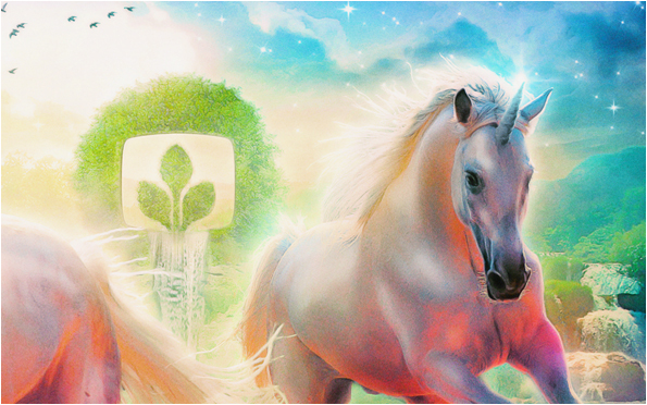 kitsch 80s  '80s  80's unicorn unicorns waterfall rainbow cheesy  desktopography wallpaper horse  Horses white horse rocks
