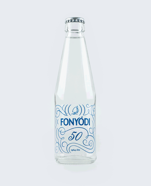 Fonyódi 50 balaton Label mineral water water curves premium bigibogi wave Victorian clear