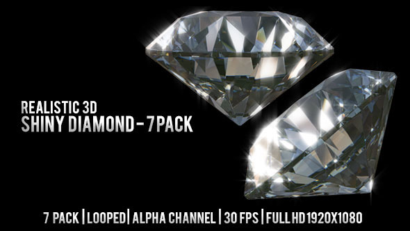 Realistic 3D Shiny Diamond - 7 Pack diamond  diamonds gem gemstone jewelry loop Promotion ring transparent backgrounds jewel Precious