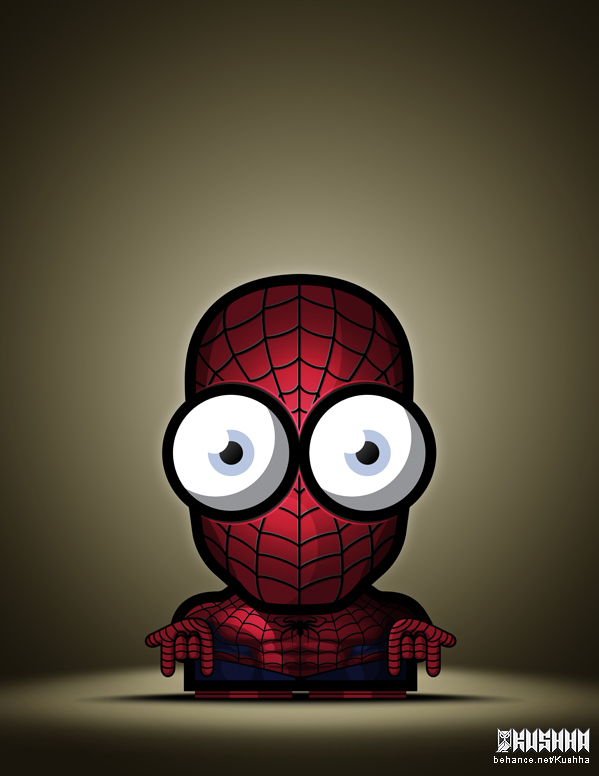 big eyed Tiny superheroes art print super batman vector details Character cartoon figure eye Hero