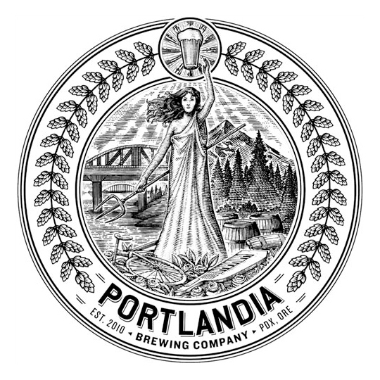 Portlandia Logo Steven Noble woodcut engraving line art pen and ink logo
