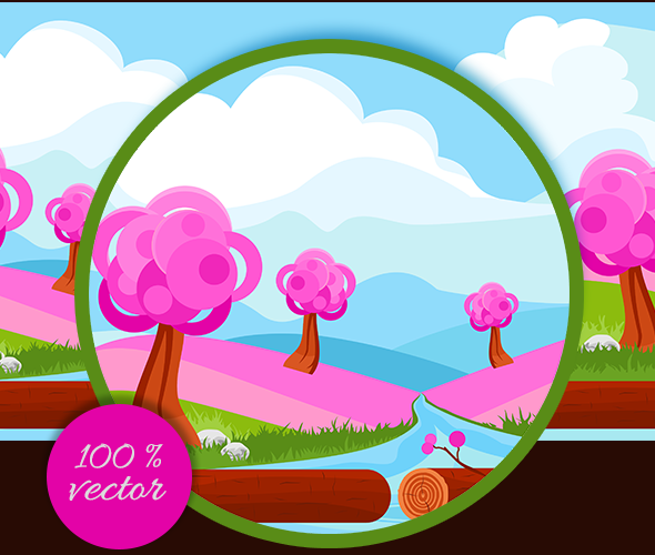 game assets background pink spring vector ragerabbit trees