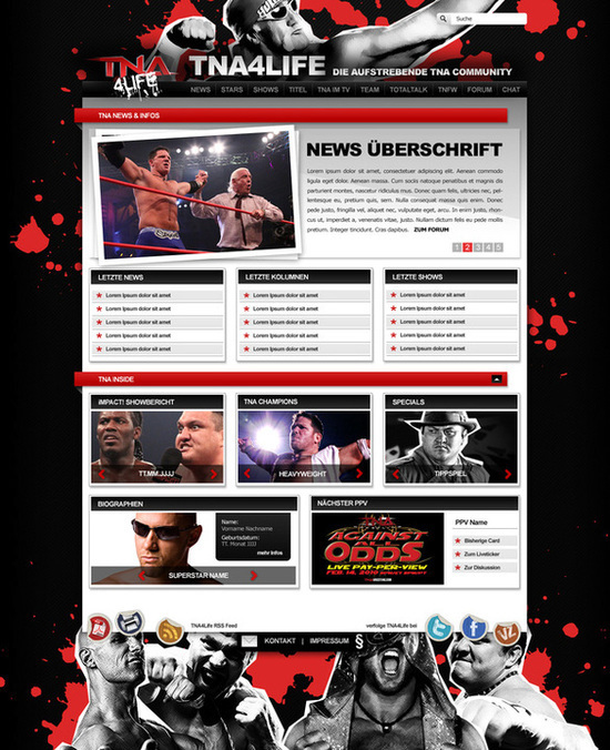 Wrestling Website concept Draft Layout TNA