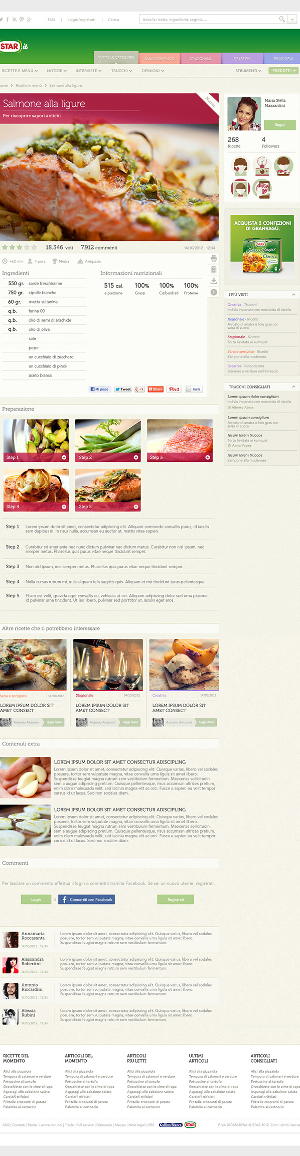 Web digital recipe badge chef comunication newsletter Responsive design star Cucina kitchen Food  logo design