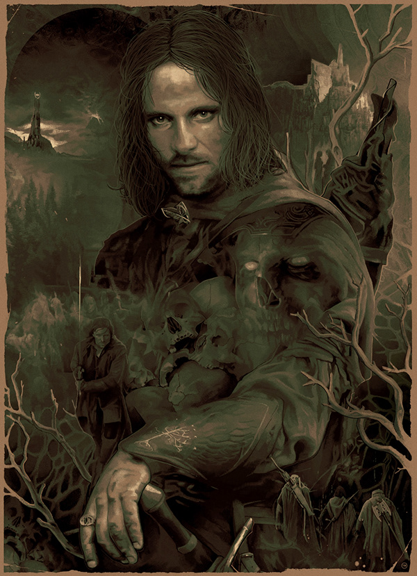 ARAGORN aka STRIDER LORD OF THE RINGS personal / 2022 13x19” poster design by Tomasz Majewski