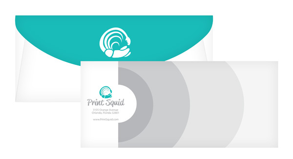 Print Squid printer teal gray die cut letterhead business card envelope logo Squid