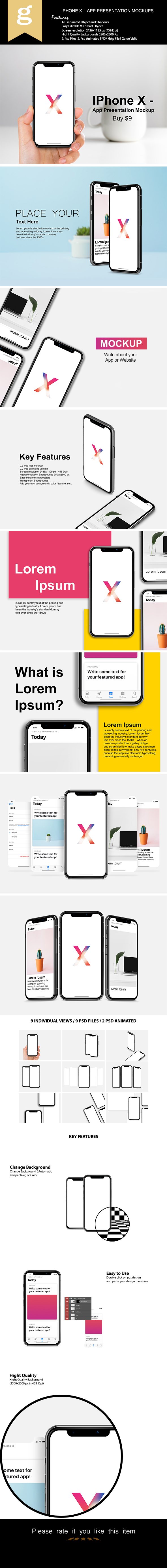 apple application Display imodern Mockup presentation showcase free iPhone x app