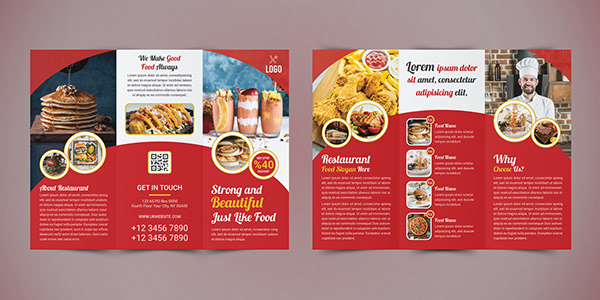 Restaurant Trifold Brochure PSD Template