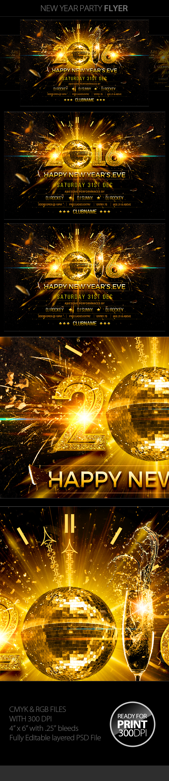 2016 party anniversary party birthday party celebration Champagne disco flyer flyer luxury new year new year new year 2016 new year bash new year's Eve