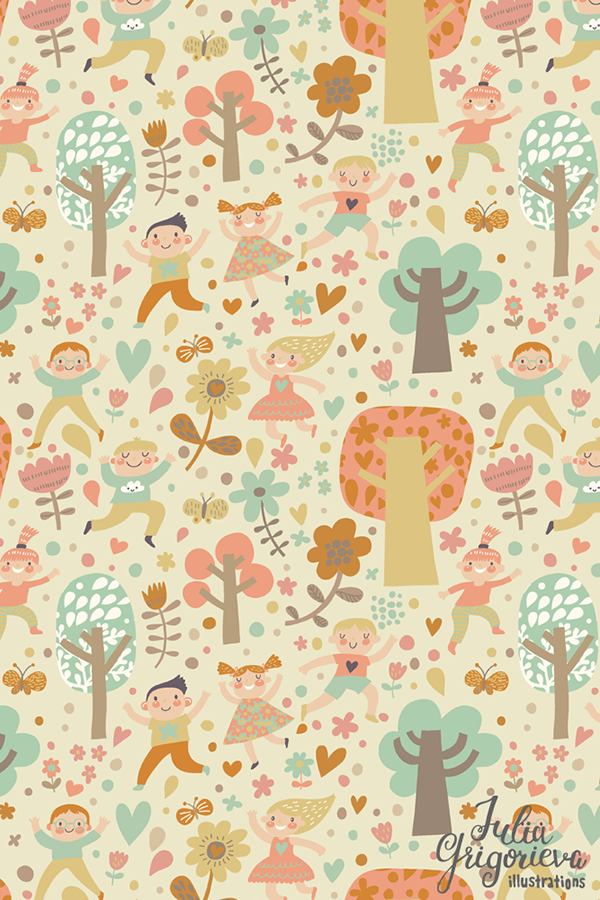 pattern background Flowers floral birds cute owl kids vintage Retro lovely leaf Tree  Nature seamless
