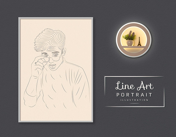 Line Art Portrait Illustration Vector Art
