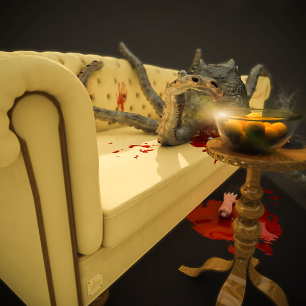 cinema 4d octopus Couch modeling design blood monster 3D c4d