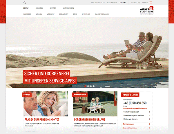 wienerstaedtische wstv insurance Versicherung VIG wien vienna group relaunch flat design Responsive corporate Website wienerstaedtische.at