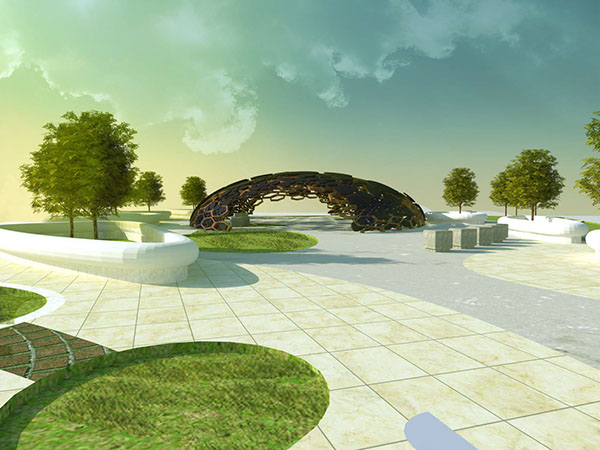 Rhinoceros hexagon structure 3D organic Street forniture Grasshopper Illustrator photoshop parameters Landscape design parametric flow