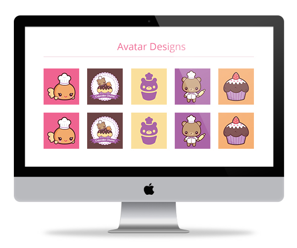 kawaii branding kawaii bear kawaii goldfish logo cute icons business card facebook cover