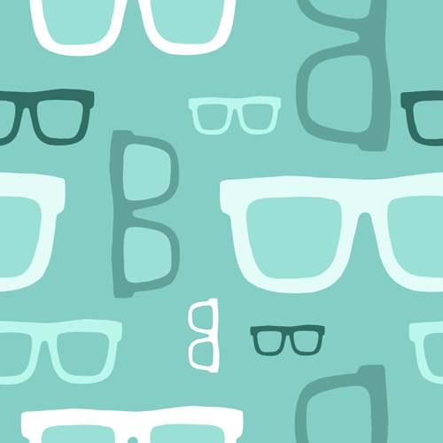 Hipster Character hand drawn lifestyle glasses shorts Cat FOX tea Coffee seamless pattern background