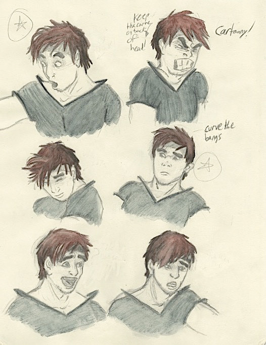 animation  art Character design exploratory expressions studies traditional