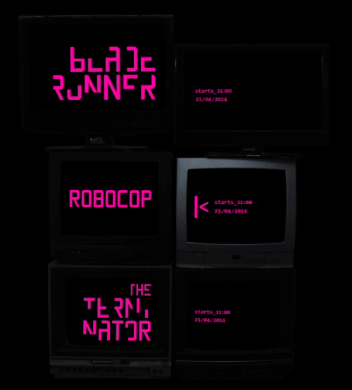 Cyberpunk cyberpunked electric electronic poster type Blade runner robocop terminator 1980s simi zeko 80s vhs