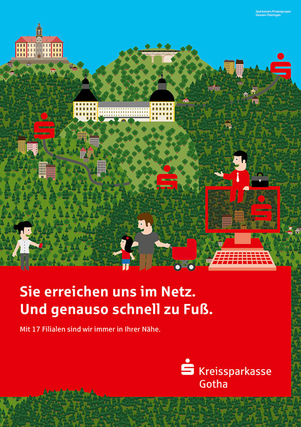 Sparkasse Kampagne Plakate Kreissparkasse Gotha Filialplakate Regionen thüringen