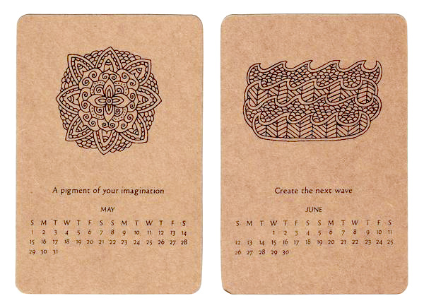 Nature earthy calendar screenprint line drawing hand drawn inspiration