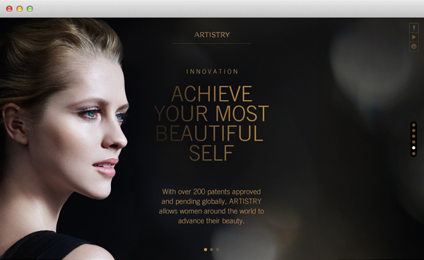 Artistry Website Webdesign design cosmetics retouch Isobar hypermedia duszczyk minimal simplicity full screen