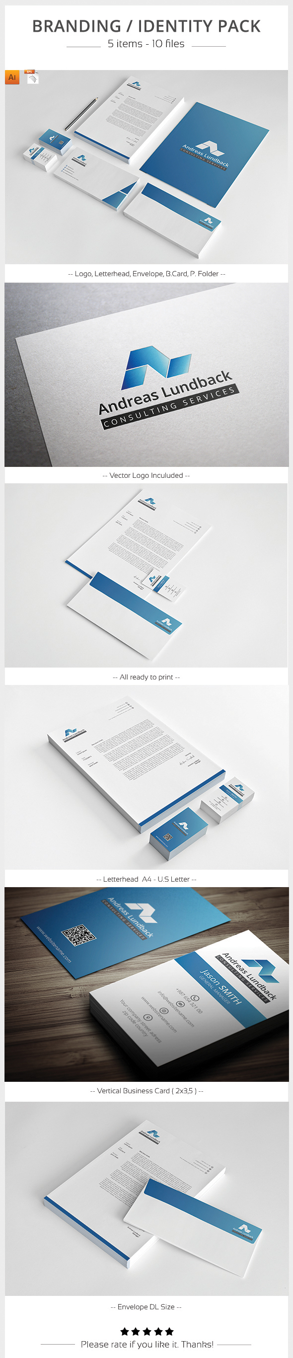 brand stationary identity corporate CMYK ai Illustrator package Pack vector resizable