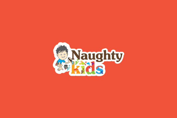 kids logo branding naughty kids graphics design