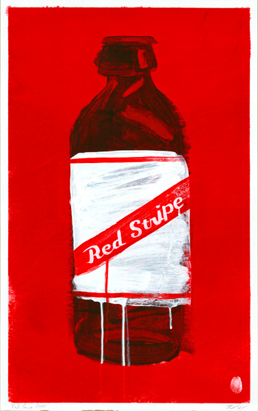 Red Stripe BANG Gun modelo wiffle ball tabasco poster