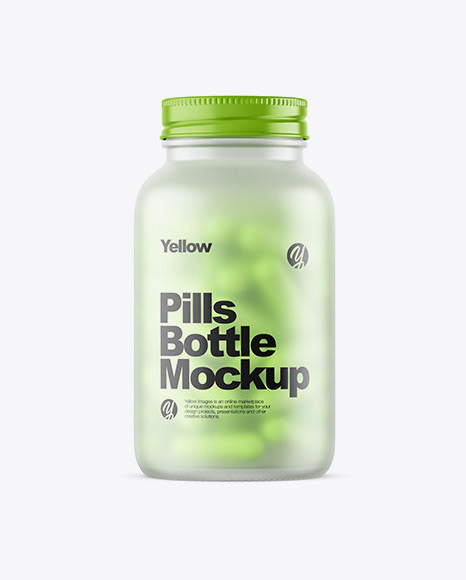 Mockup pills glass frosted bottle 3D Render vray design Packaging