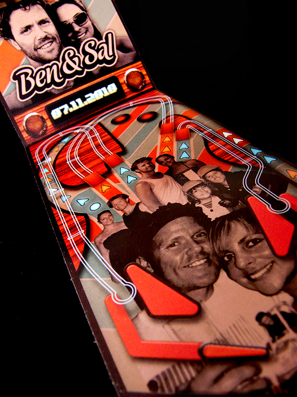 wedding Invitation invite pinball Retro 70s 80s vintage arcade video game vaneer game wedding invitation revival