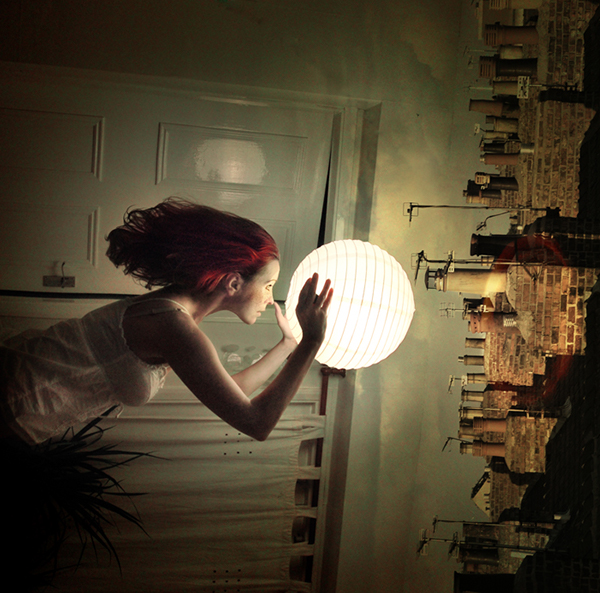 houses streets Moody fine Nature fantasy dreamy imaginary creative Unreal butterflies girl light conceptual surreal