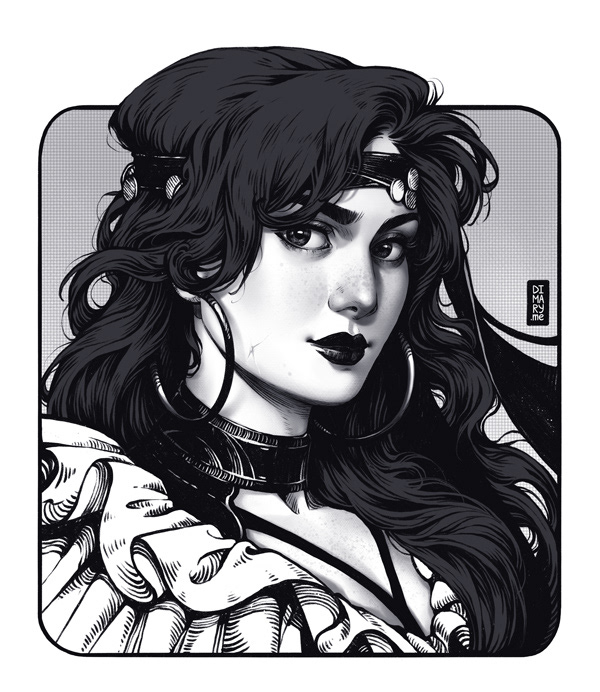 Character Character design  comics fantasy female character ink Ink Portrait portrait