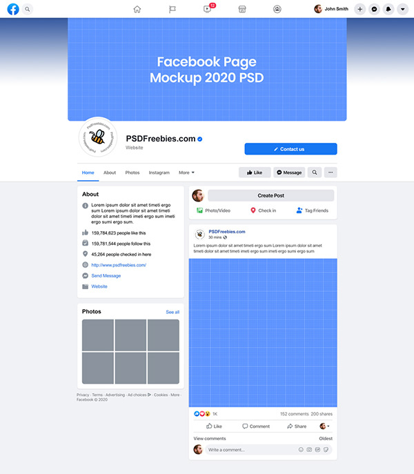 Facebook Page Mockup 2020 PSD