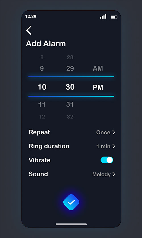 alarm clock app  Mobile app ui design