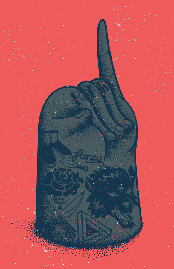 hand tattoos cut dot vintage poster ilustracion diseño