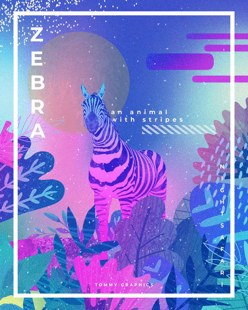 flyer flyerdesign poster posterdesign neoncolor neon Animai zoo safari gifanimation