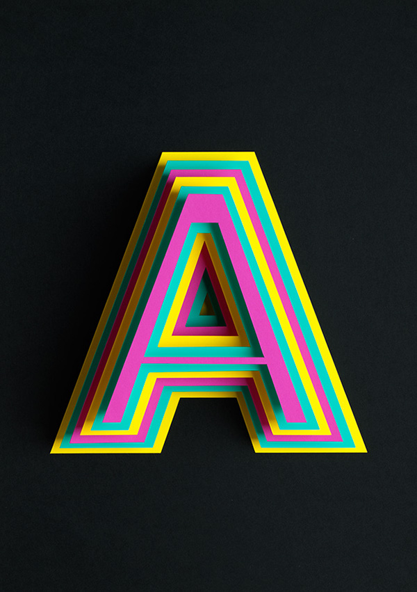 papercraft paper lobulo atype letters typo
