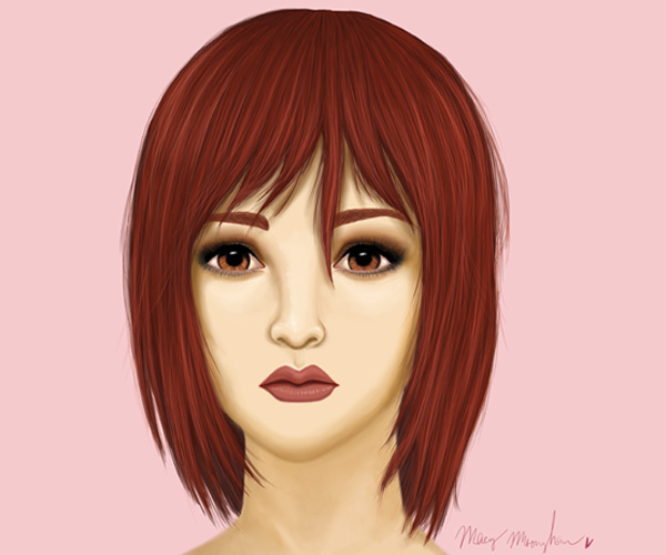 digital art girl redhead red hair red hair face female woman