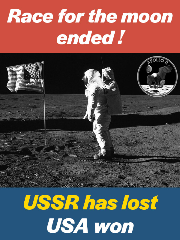 affiche astronaut black and white moon poster Propaganda propagande Space  usa ussr