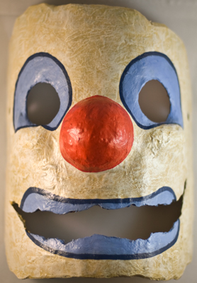 Papier Mache newspaper mask clown Scary creepy horror weird