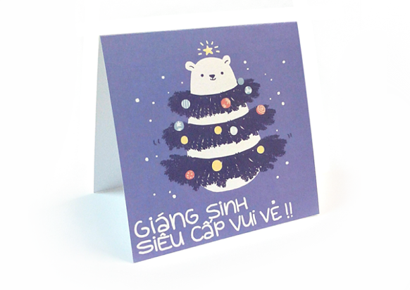 Christmas christmas card greeting card cute dog animals card vietnamese Holiday Polar Bear penguin