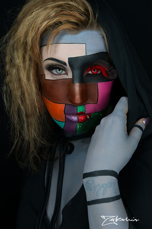 Zakahia facepaint MUA makeup portrait female dark photo photoshoot