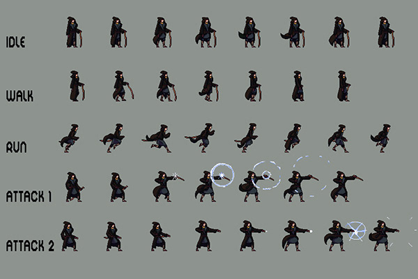 Shadow Ninja Character Sprite Sheets, Game Assets